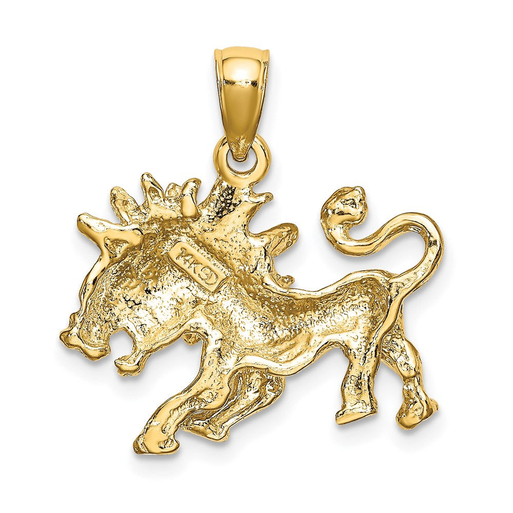 Gold Large Leo Lion Zodiac Charm Necklace Model-C3171 - Charlie & Co. Jewelry