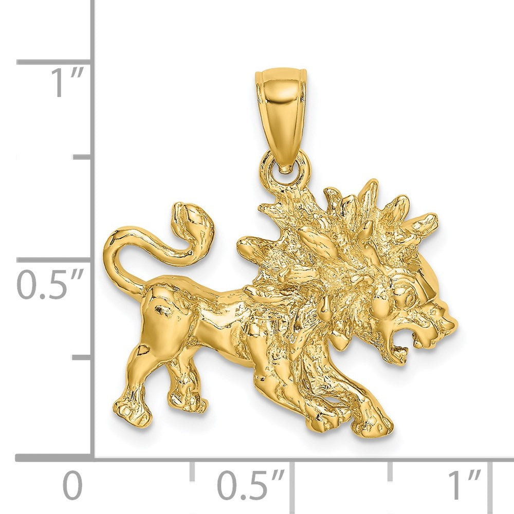Gold Large Leo Lion Zodiac Charm Necklace Model-C3171 - Charlie & Co. Jewelry