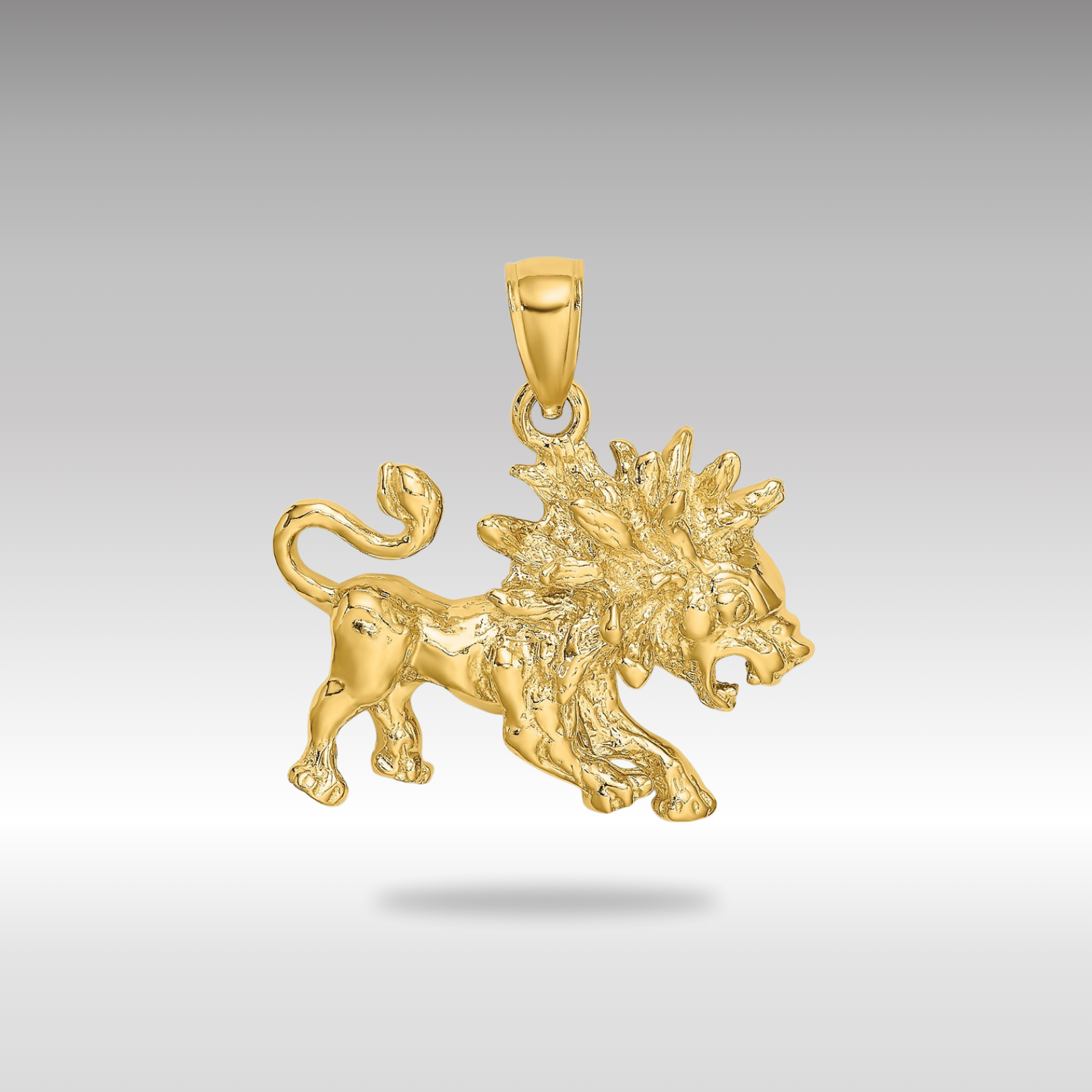 Gold Large Leo Lion Zodiac Charm Necklace Model-C3171 - Charlie & Co. Jewelry