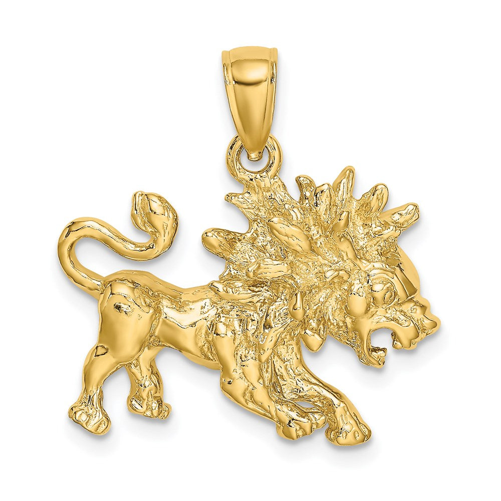 Gold Large Leo Lion Zodiac Charm Necklace Model-C3171 - Charlie & Co. Jewelry