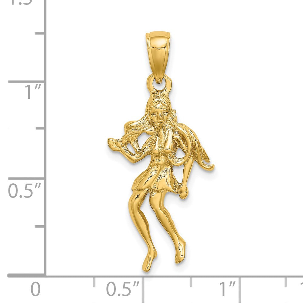 Gold Large Virgo Maiden Large Zodiac Charm Necklace Model-C3172 - Charlie & Co. Jewelry
