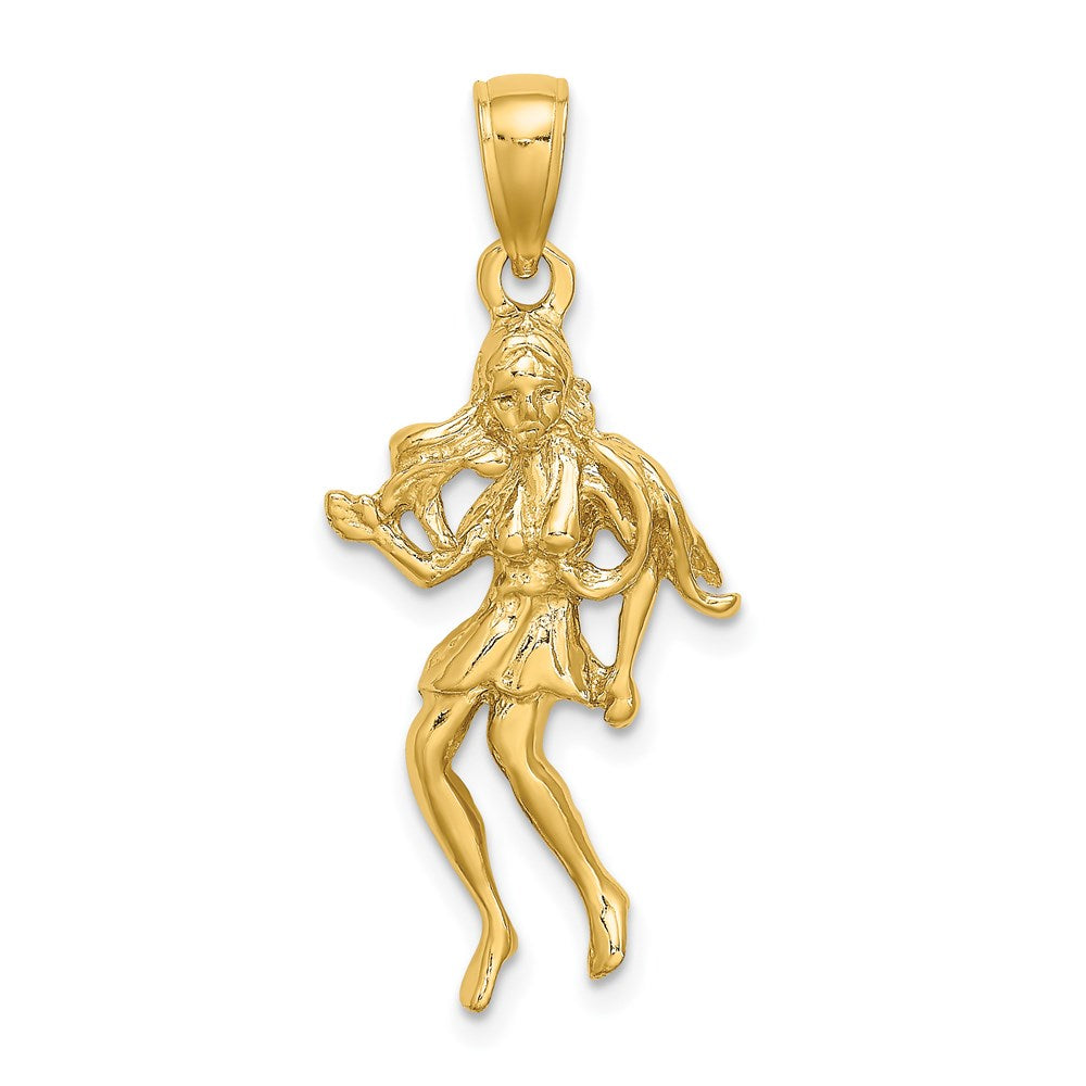 Gold Large Virgo Maiden Large Zodiac Charm Necklace Model-C3172 - Charlie & Co. Jewelry