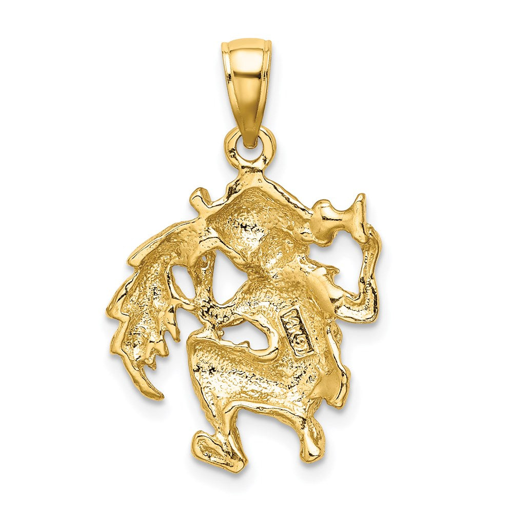 Gold Large Aquarius Water Bearer Zodiac Charm Necklace Model-C3177 - Charlie & Co. Jewelry