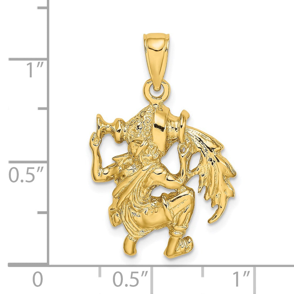 Gold Large Aquarius Water Bearer Zodiac Charm Necklace Model-C3177 - Charlie & Co. Jewelry