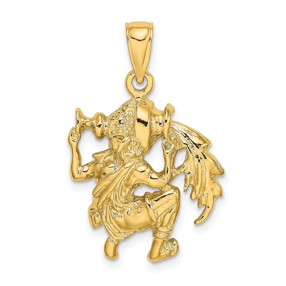 Gold Large Aquarius Water Bearer Zodiac Charm Necklace Model-C3177 - Charlie & Co. Jewelry