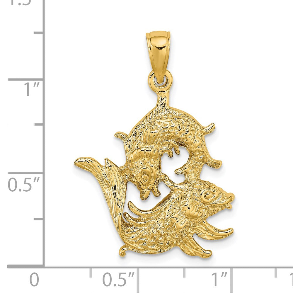 Gold Large Pisces Zodiac Charm Model-C3178 - Charlie & Co. Jewelry