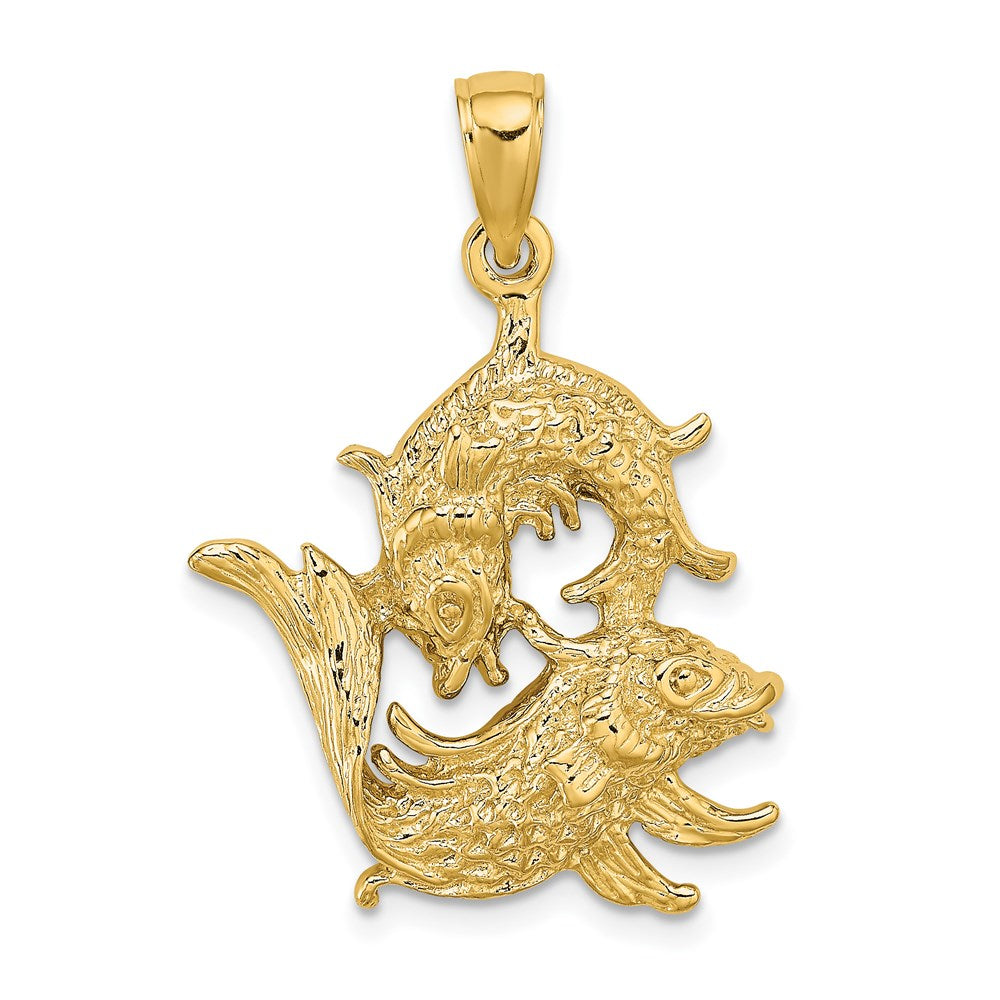 Gold Large Pisces Zodiac Charm Model-C3178 - Charlie & Co. Jewelry