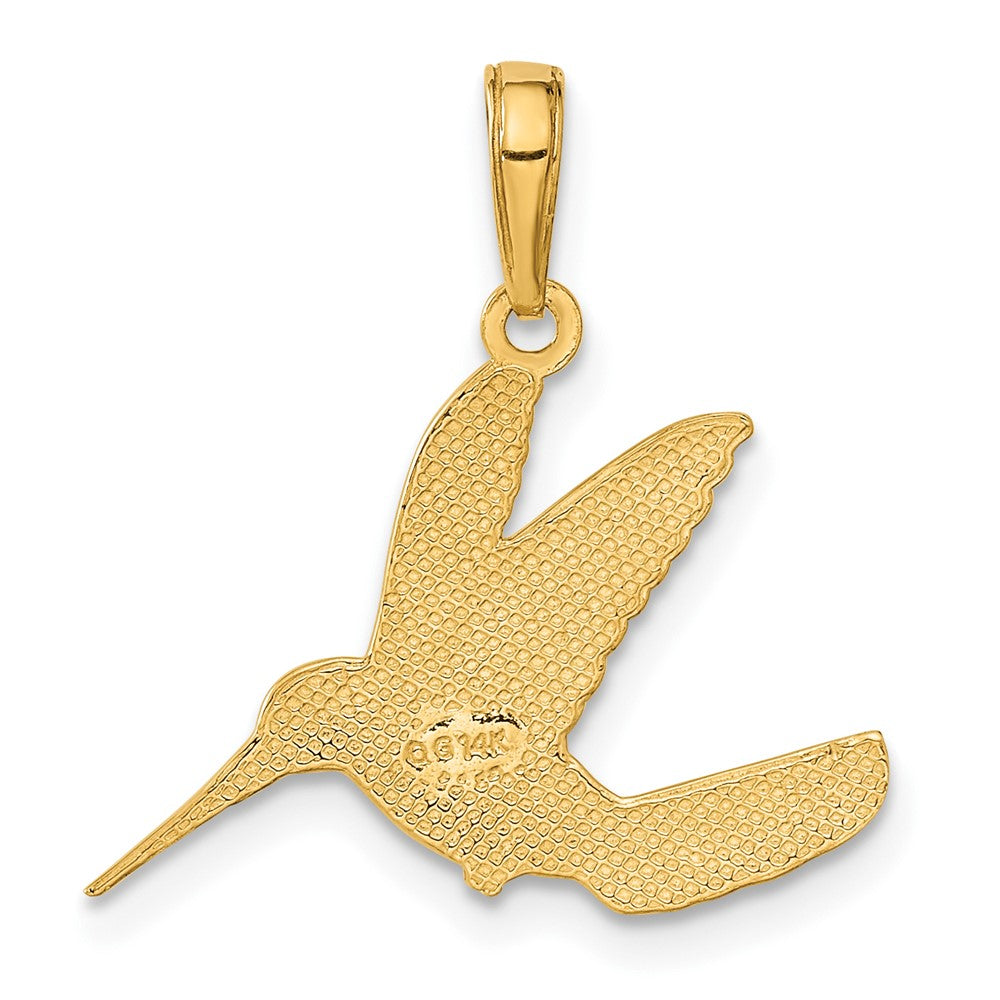 Gold Hummingbird in Flight Pendant Necklace Model-C3477 - Charlie & Co. Jewelry