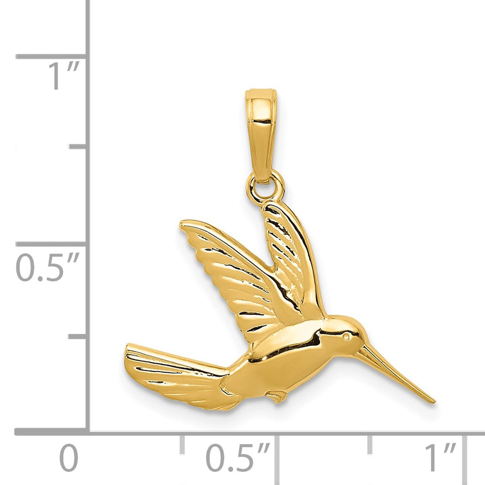Gold Hummingbird in Flight Pendant Necklace Model-C3477 - Charlie & Co. Jewelry