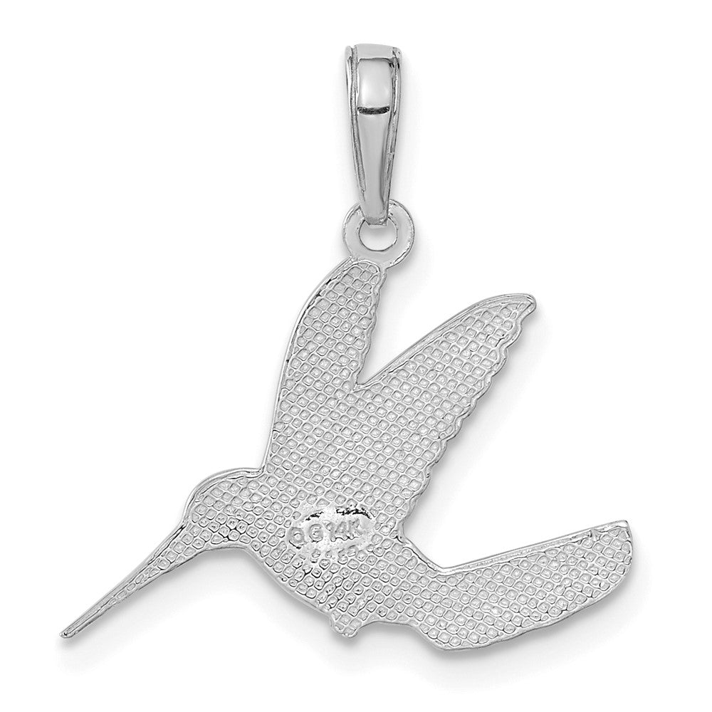 White Gold Polished Hummingbird in Flight Pendant - Model C3477W - Charlie & Co. Jewelry