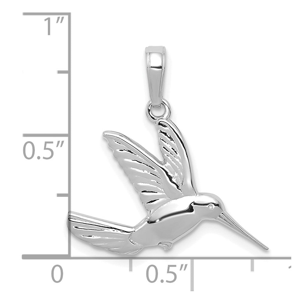 White Gold Polished Hummingbird in Flight Pendant - Model C3477W - Charlie & Co. Jewelry