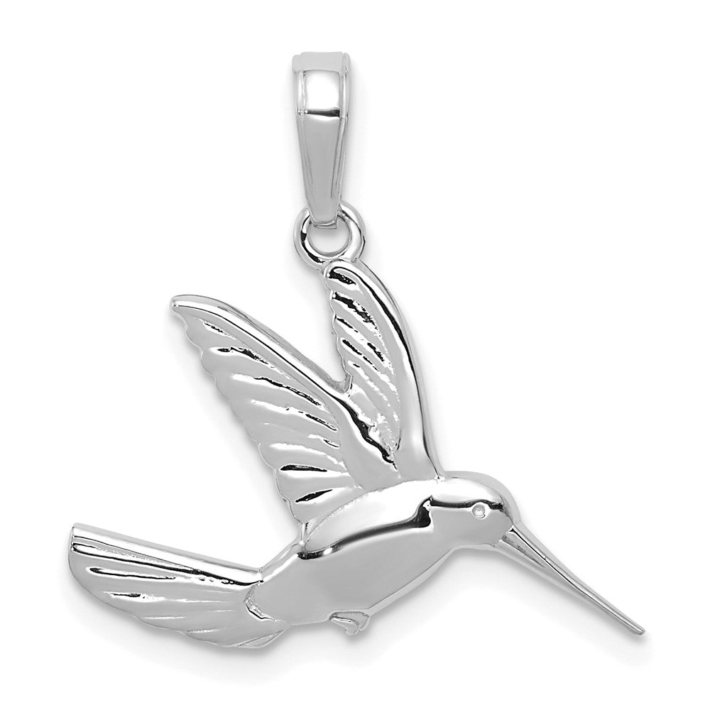 White Gold Polished Hummingbird in Flight Pendant - Model C3477W - Charlie & Co. Jewelry