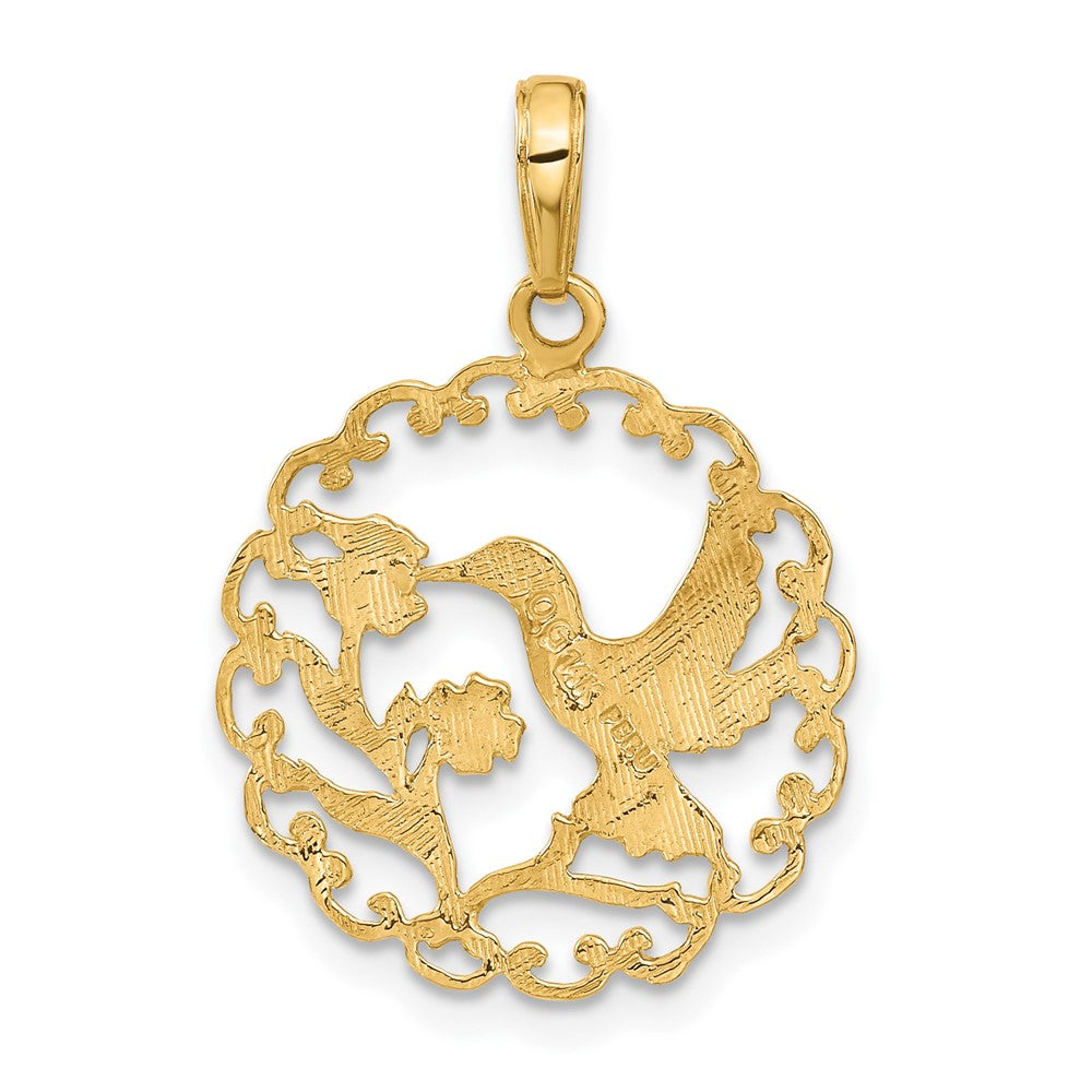 Charlie & Co Jewelry | 14k Hummingbird In Round Frame Pendant - Model C3478