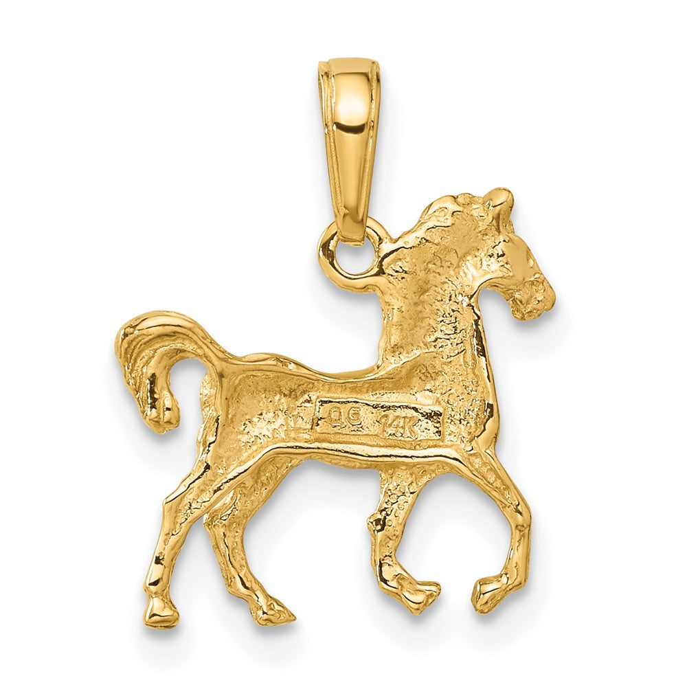 14k Gold Standing Horse Necklace Pendant - Charlie & Co. Jewelry