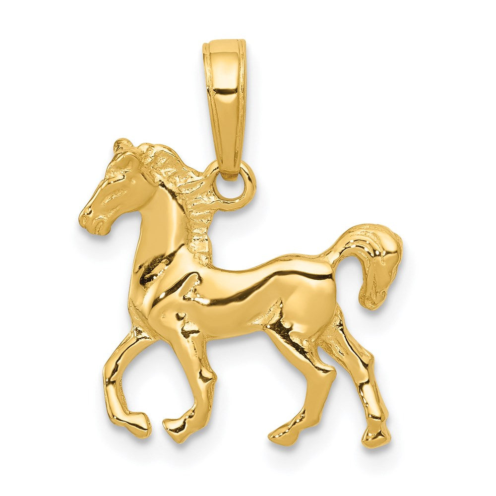 14k Gold Standing Horse Necklace Pendant - Charlie & Co. Jewelry