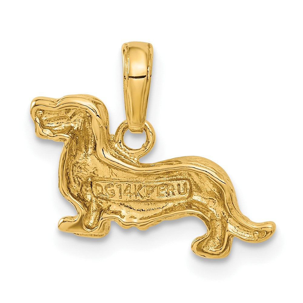 14k Gold Long-Haired Dachshund Necklace Pendant - Charlie & Co. Jewelry
