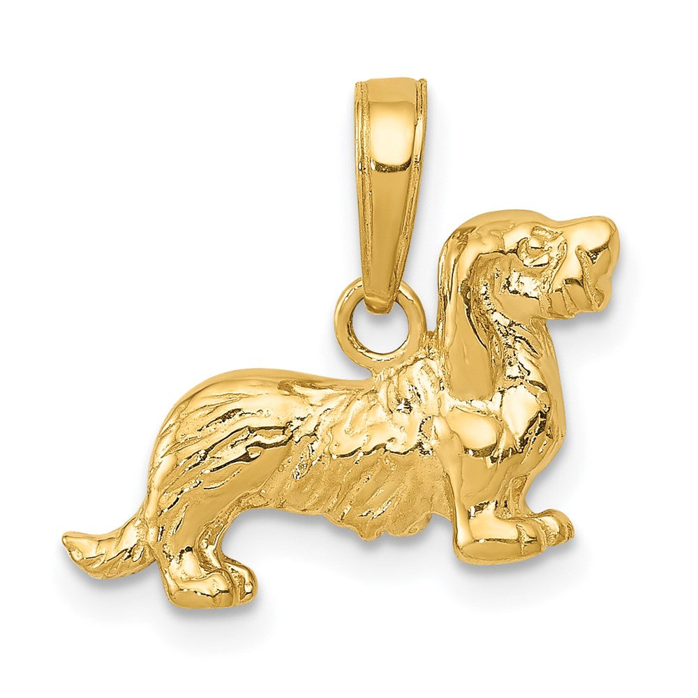 14k Gold Long-Haired Dachshund Necklace Pendant - Charlie & Co. Jewelry