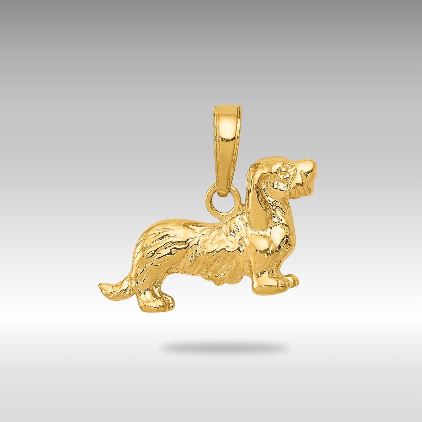 Gold Long-Haired Dachshund Necklace Pendant - Charlie & Co. Jewelry