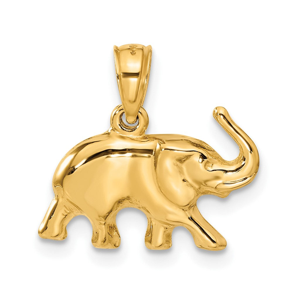 14K Gold 3D Elephant Necklace Pendant - Charlie & Co. Jewelry