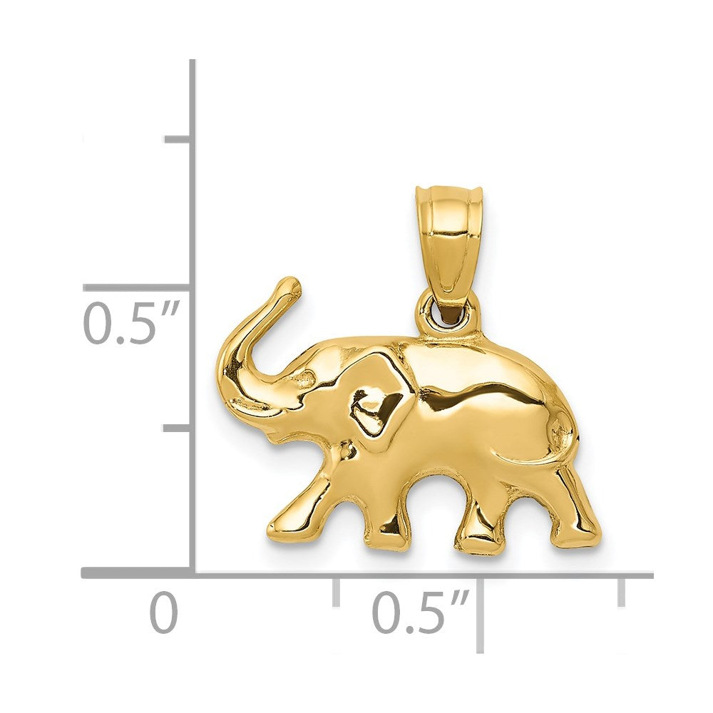 14K Gold 3D Elephant Necklace Pendant - Charlie & Co. Jewelry