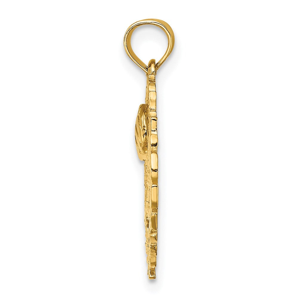 Charlie & Co Jewelry | 14k Volleyball Story In Leaf Circle Charm - Model C3561
