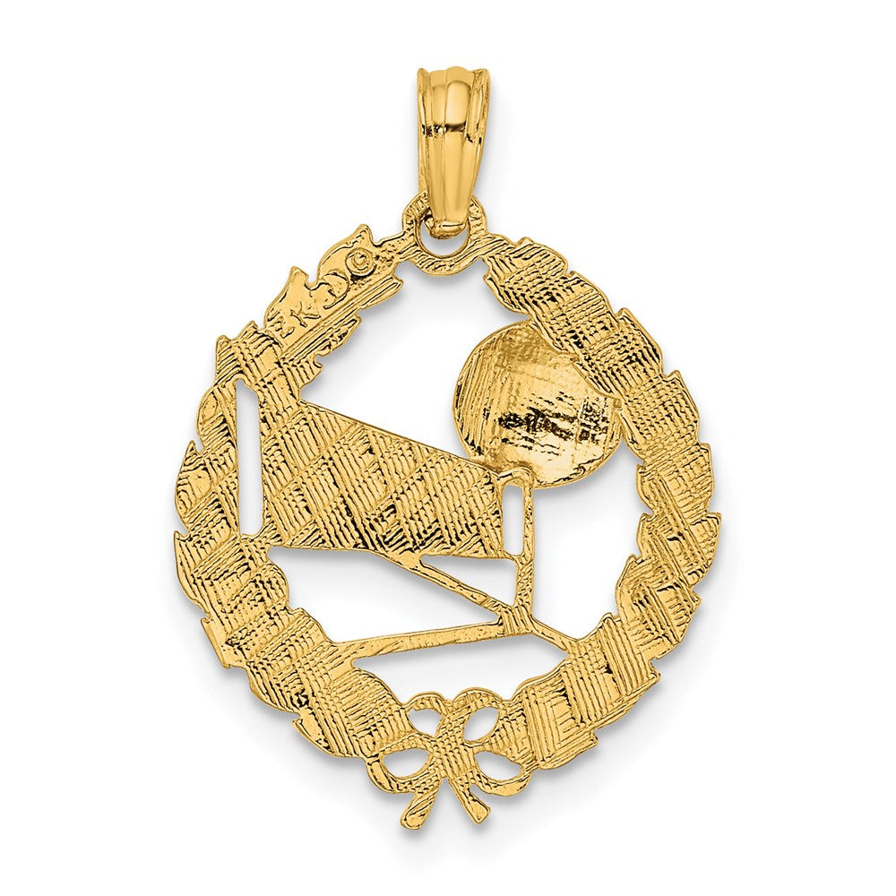 Charlie & Co Jewelry | 14k Volleyball Story In Leaf Circle Charm - Model C3561