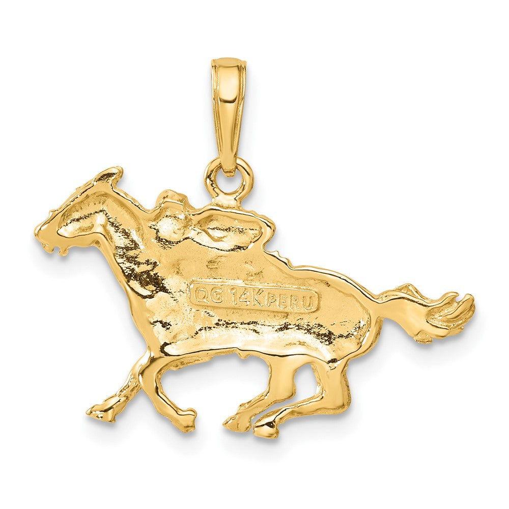 Gold Jockey on Horse Large Pendant Necklace - Model C3568 - Charlie & Co. Jewelry
