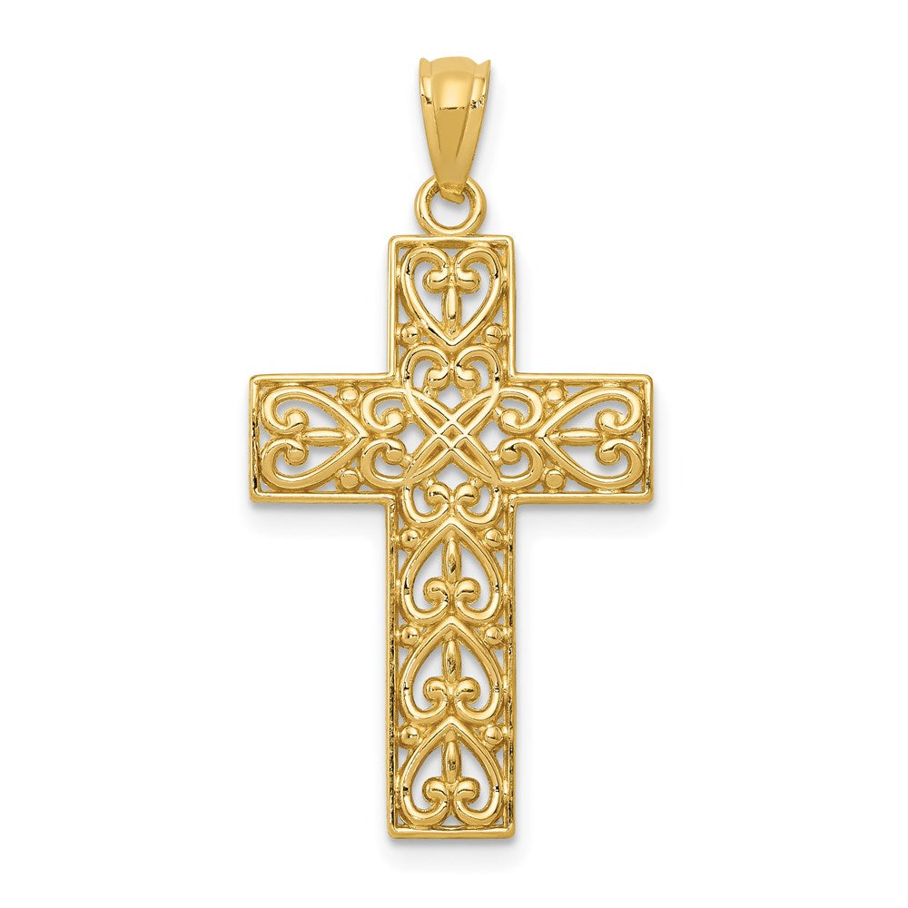 Charlie & Co Jewelry | 14k Diamond-cut Filigree Cross Pendant - Model C3604