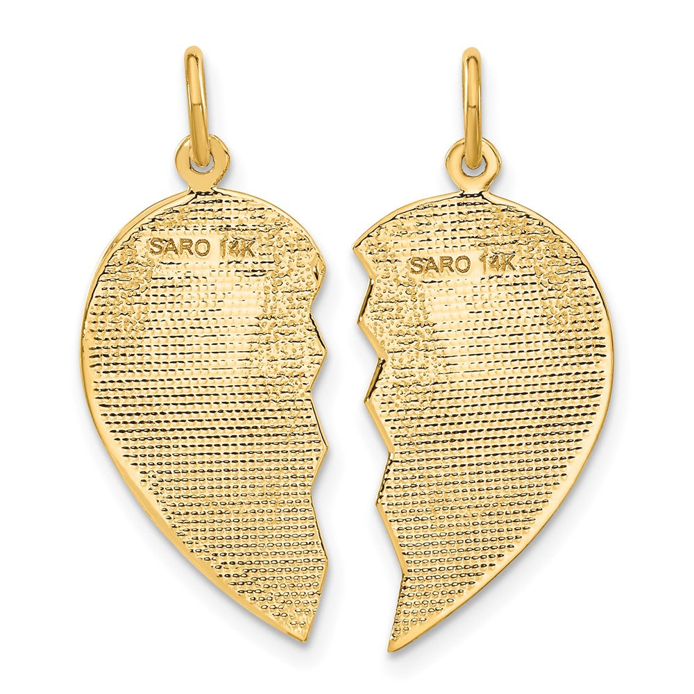 Gold Large BEST FRIEND Diamond-cut 2-piece Charm Necklace - Model C369 - Charlie & Co. Jewelry