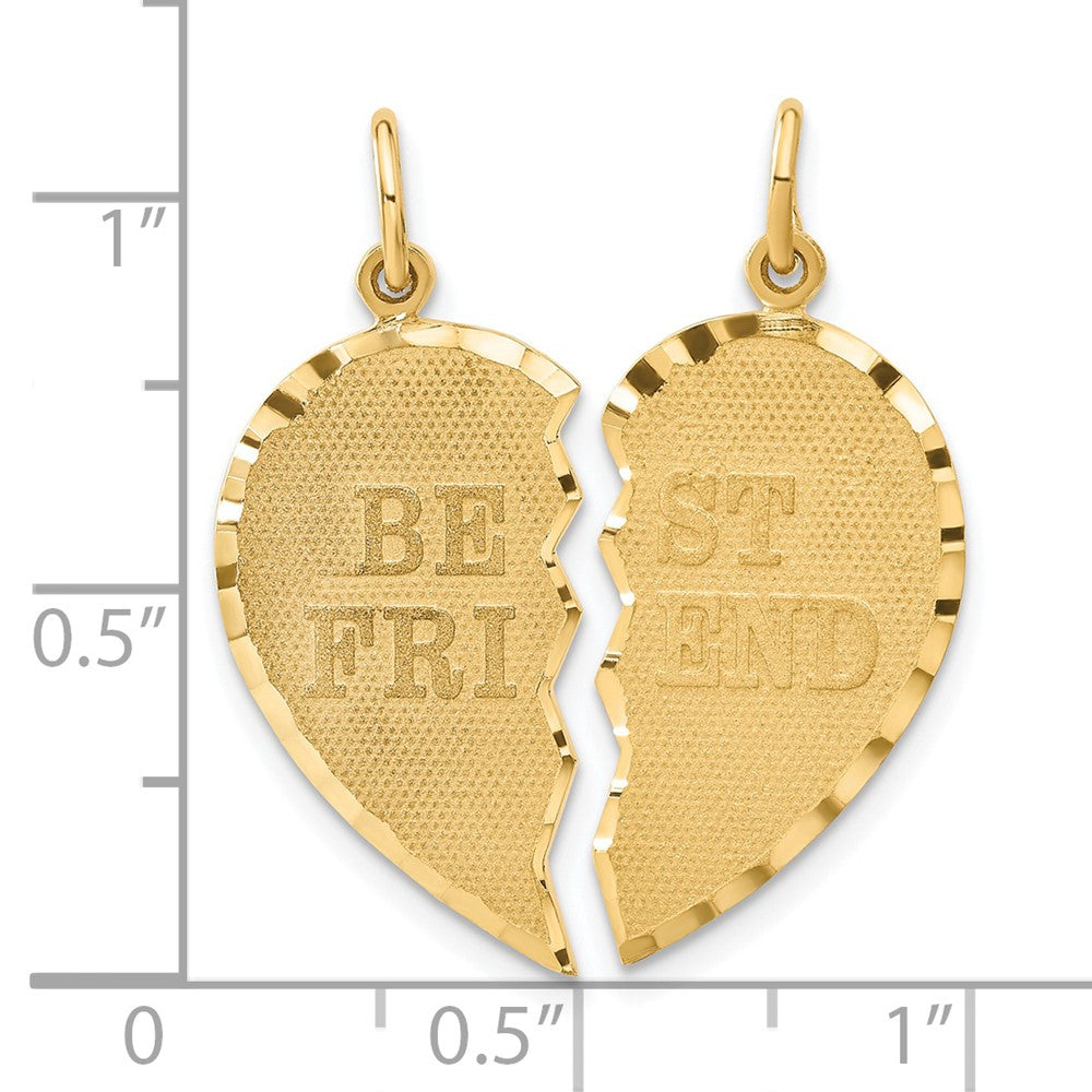 Gold Large BEST FRIEND Diamond-cut 2-piece Charm Necklace - Model C369 - Charlie & Co. Jewelry