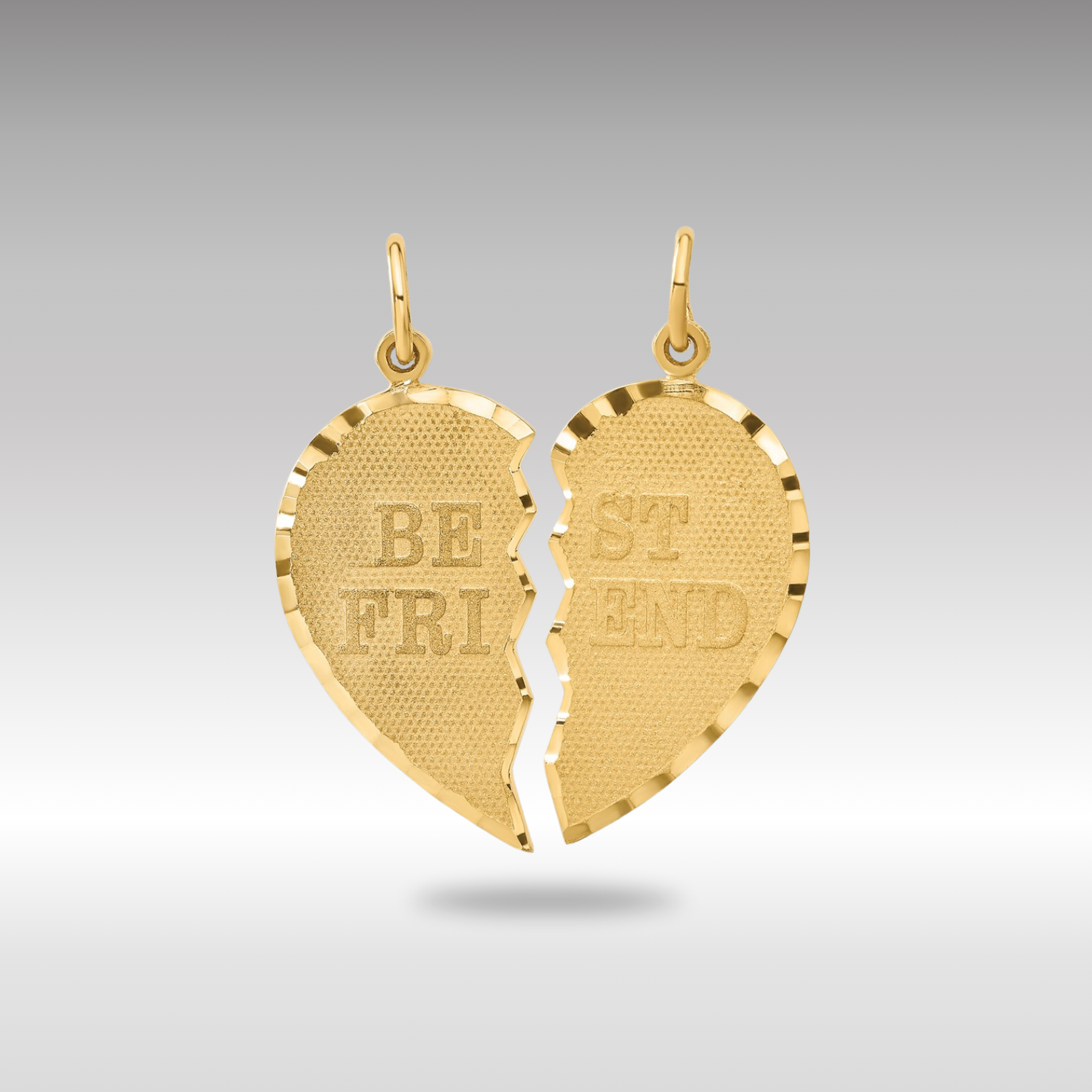 Gold Large BEST FRIEND Diamond-cut 2-piece Charm Necklace - Model C369 - Charlie & Co. Jewelry