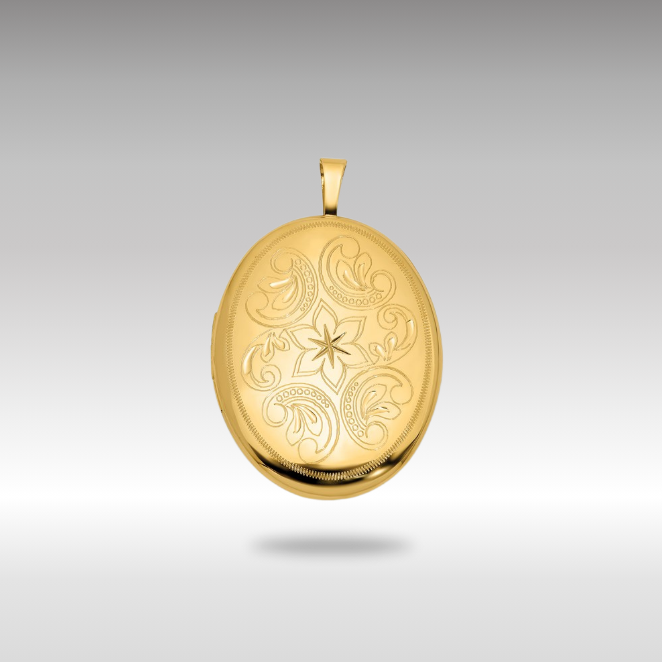 14k Polished Floral Scrolled 20mm Oval Locket - Model XL871