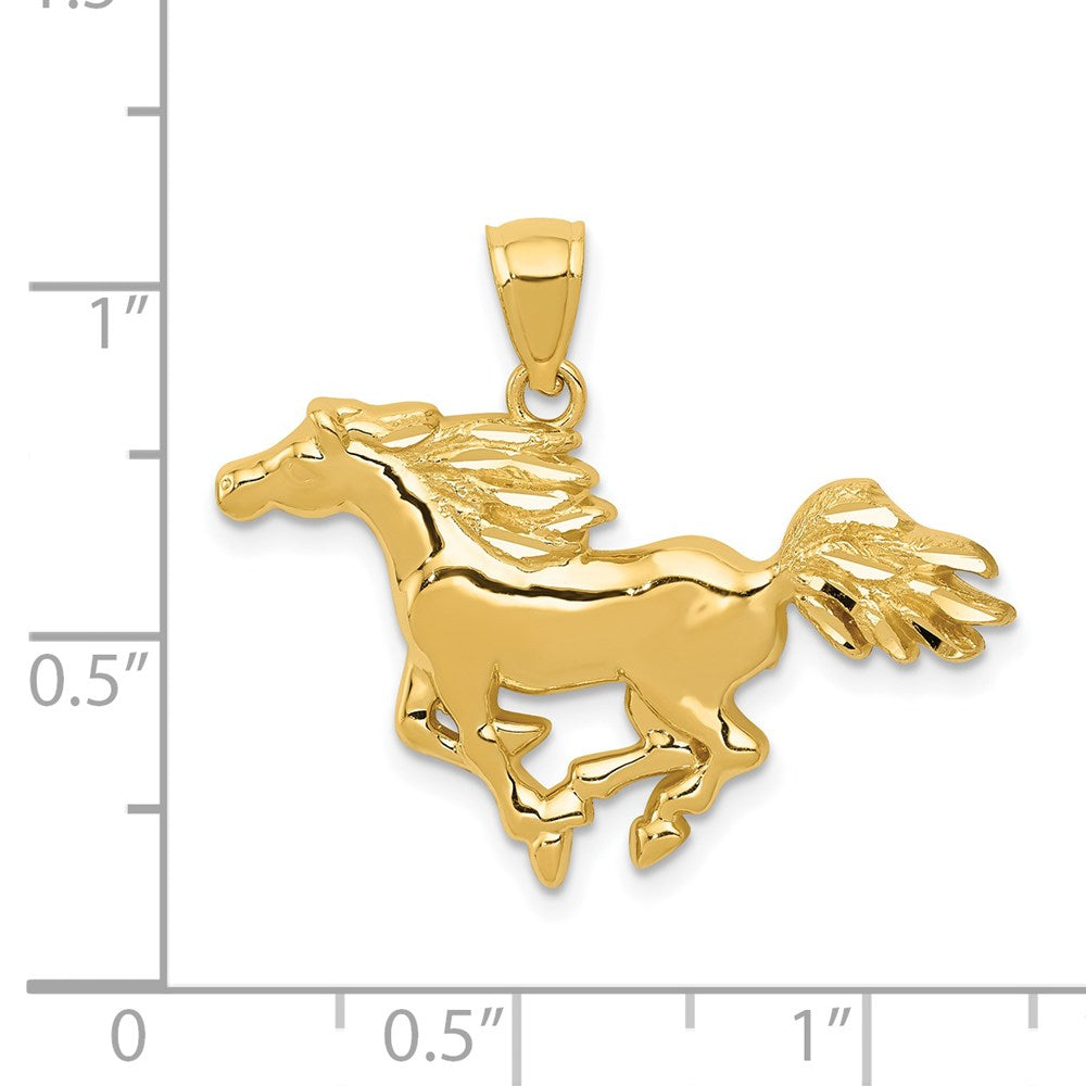 14K Gold Medium Polished Horse Necklace Pendant - Charlie & Co. Jewelry