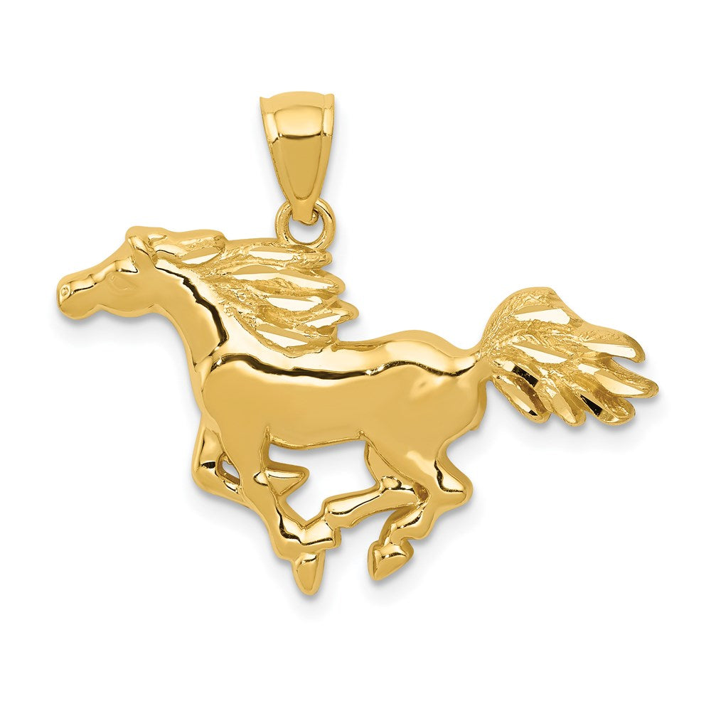 14K Gold Medium Polished Horse Necklace Pendant - Charlie & Co. Jewelry