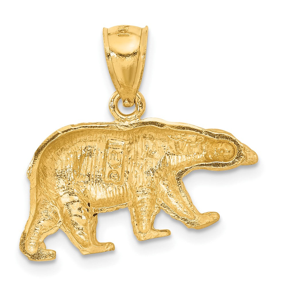 14k Gold Diamond-cut Bear Necklace Pendant - Charlie & Co. Jewelry