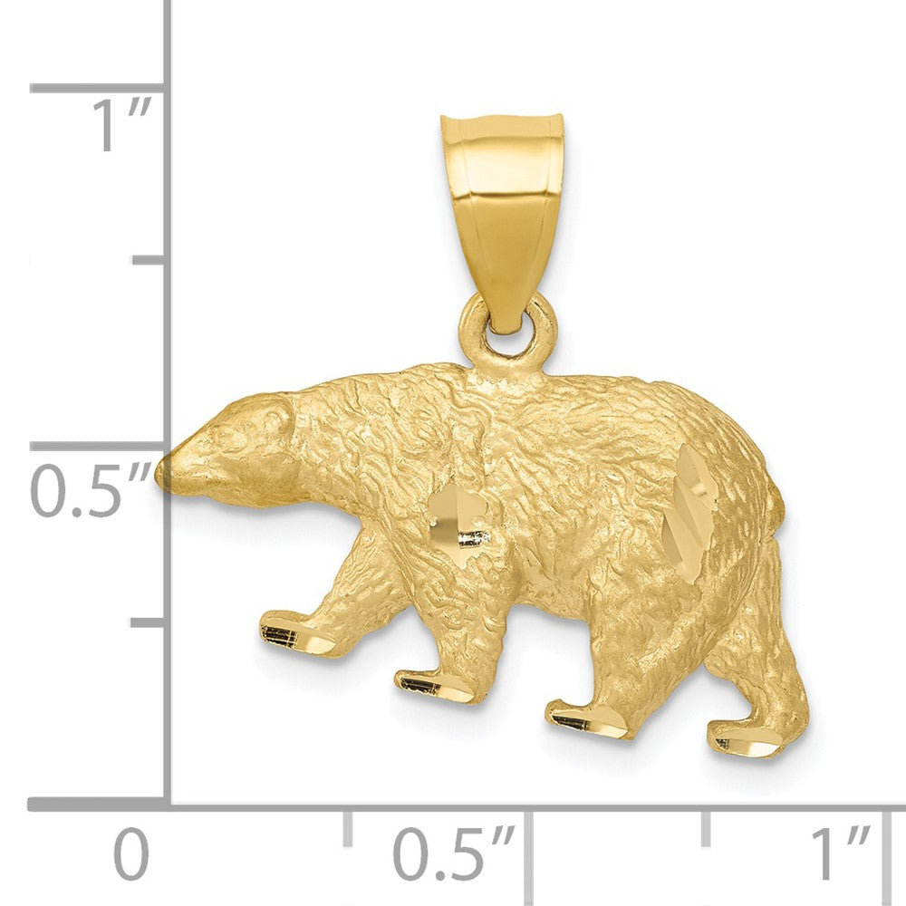14k Gold Diamond-cut Bear Necklace Pendant - Charlie & Co. Jewelry