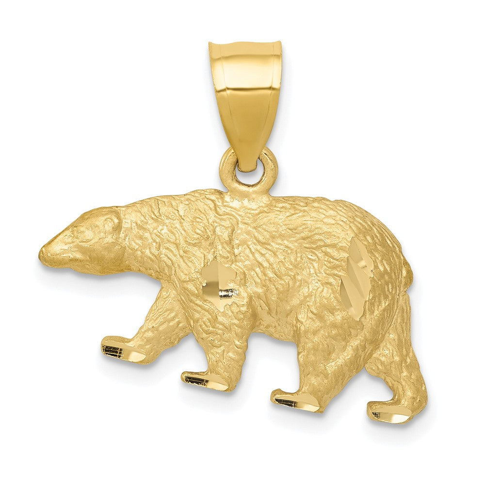 14k Gold Diamond-cut Bear Necklace Pendant - Charlie & Co. Jewelry
