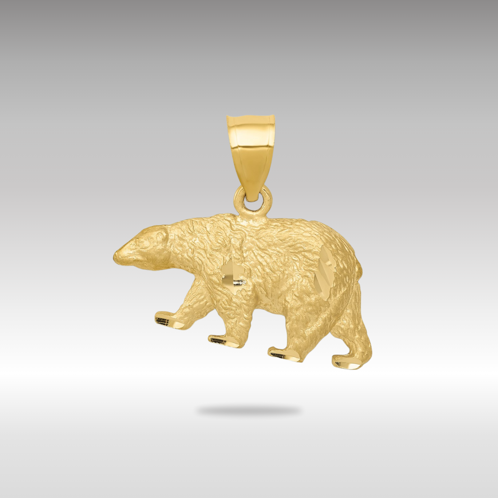 Gold Diamond-cut Bear Necklace Pendant - Charlie & Co. Jewelry