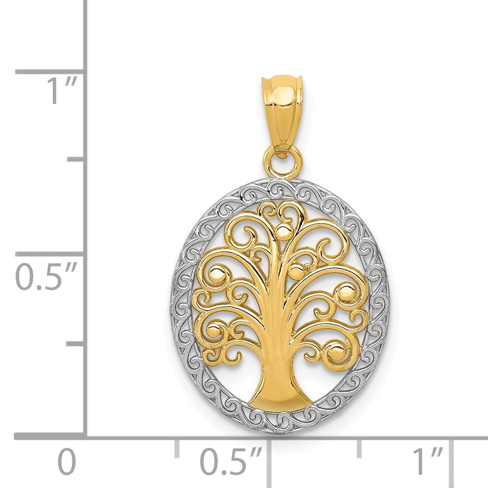 14K Yellow and White Gold Tree of Life Pendant Necklace - Charlie & Co. Jewelry