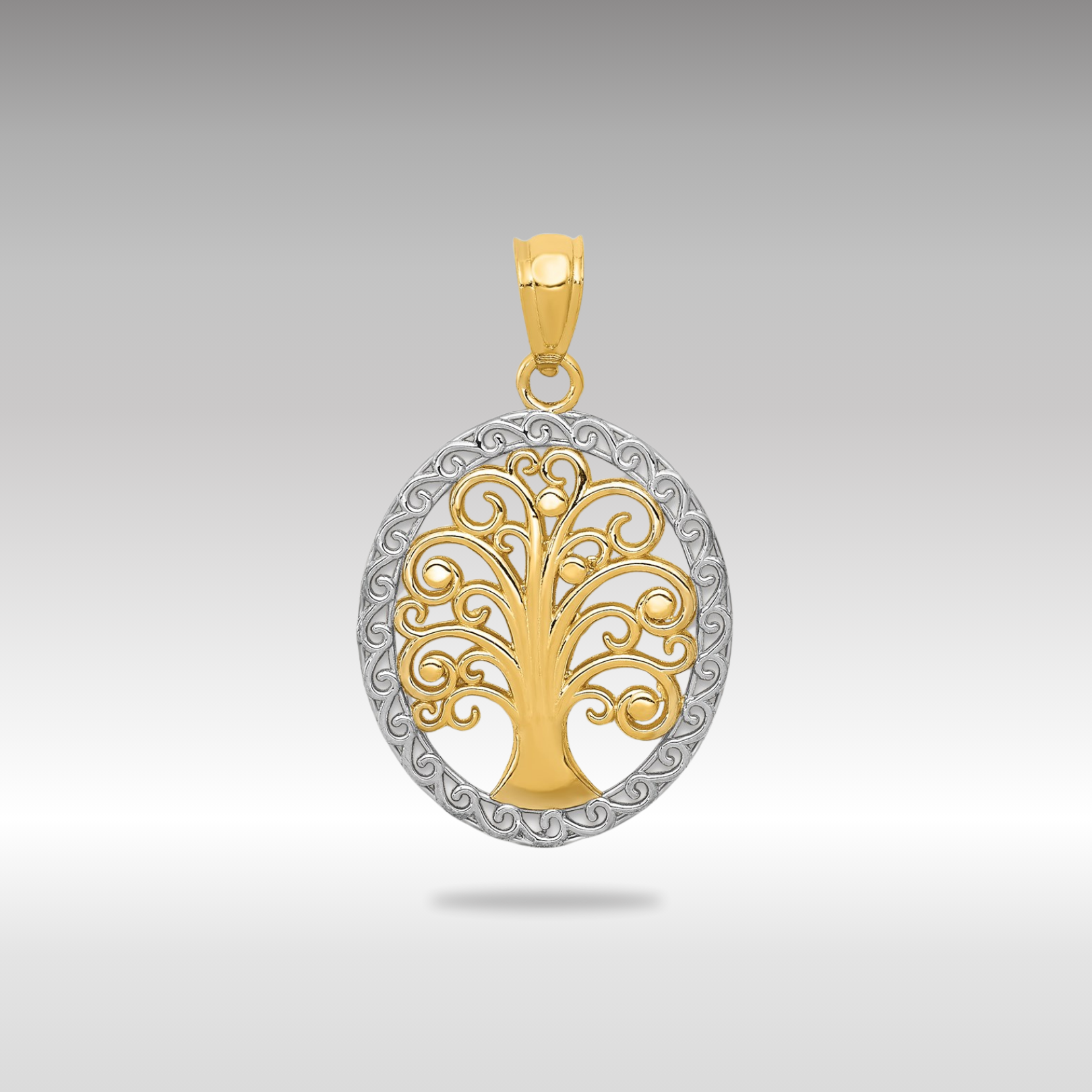 Yellow and White Gold Tree of Life Pendant Necklace - Charlie & Co. Jewelry