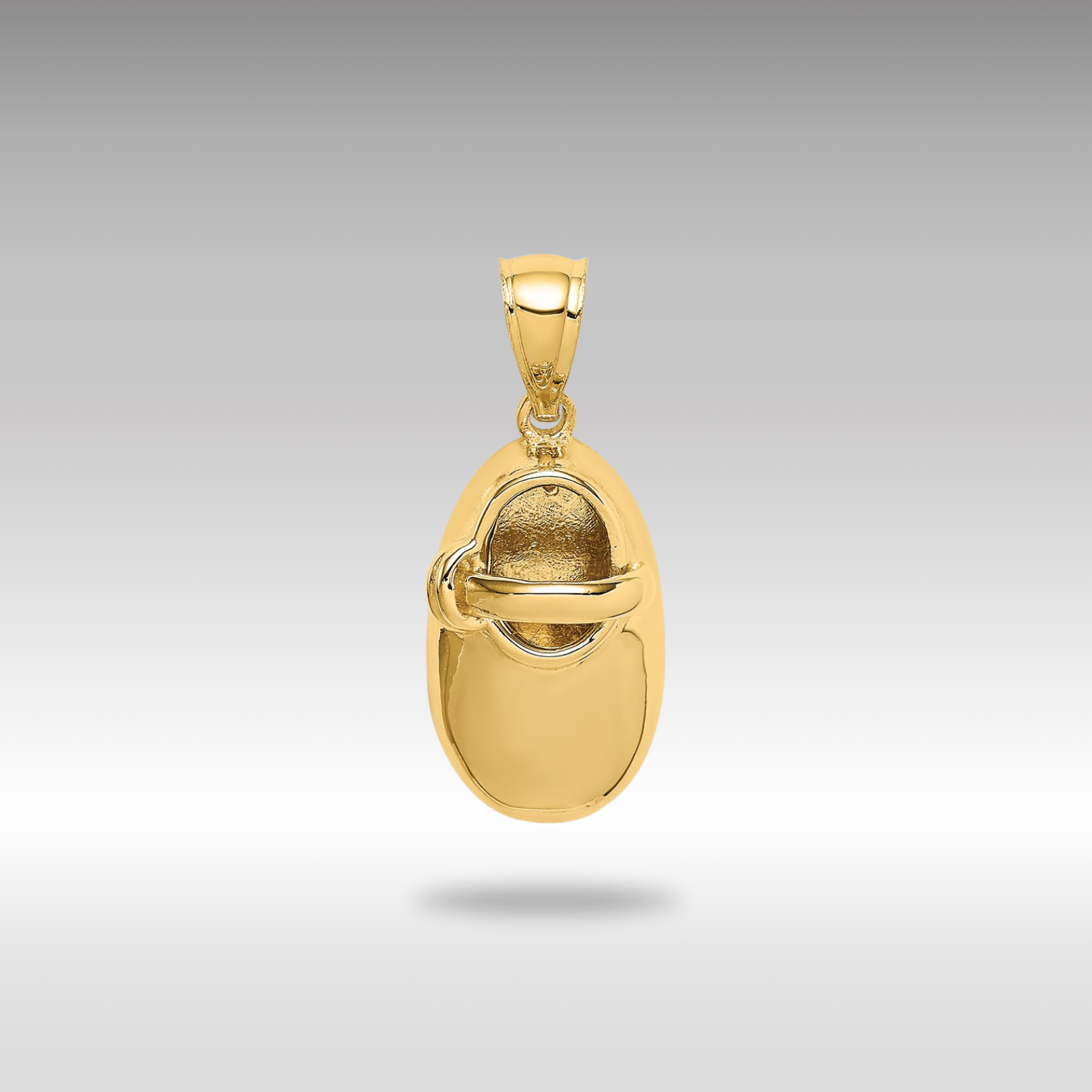 Gold Polished 3D Baby Shoe Pendant Necklace - Model C4538 - Charlie & Co. Jewelry