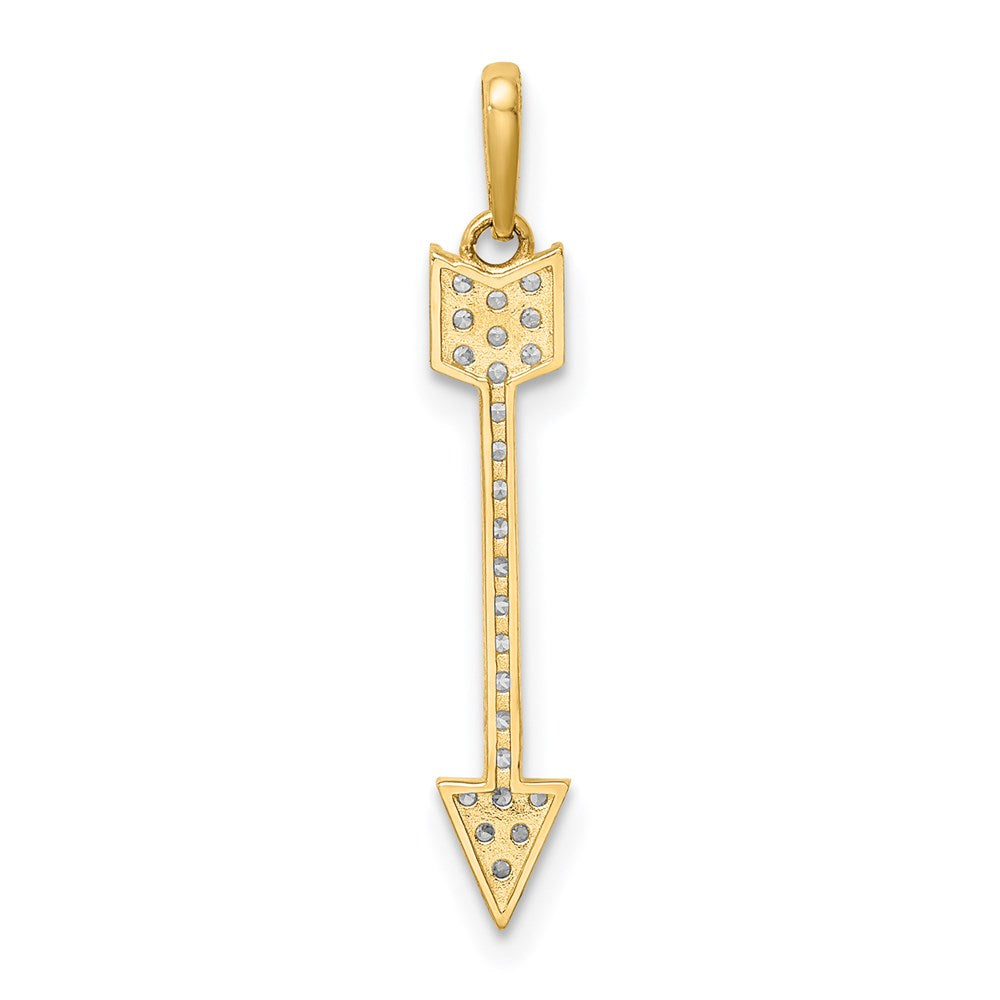 14K Gold Arrow Necklace with Cubic Zirconia Pendant Necklace - Charlie & Co. Jewelry