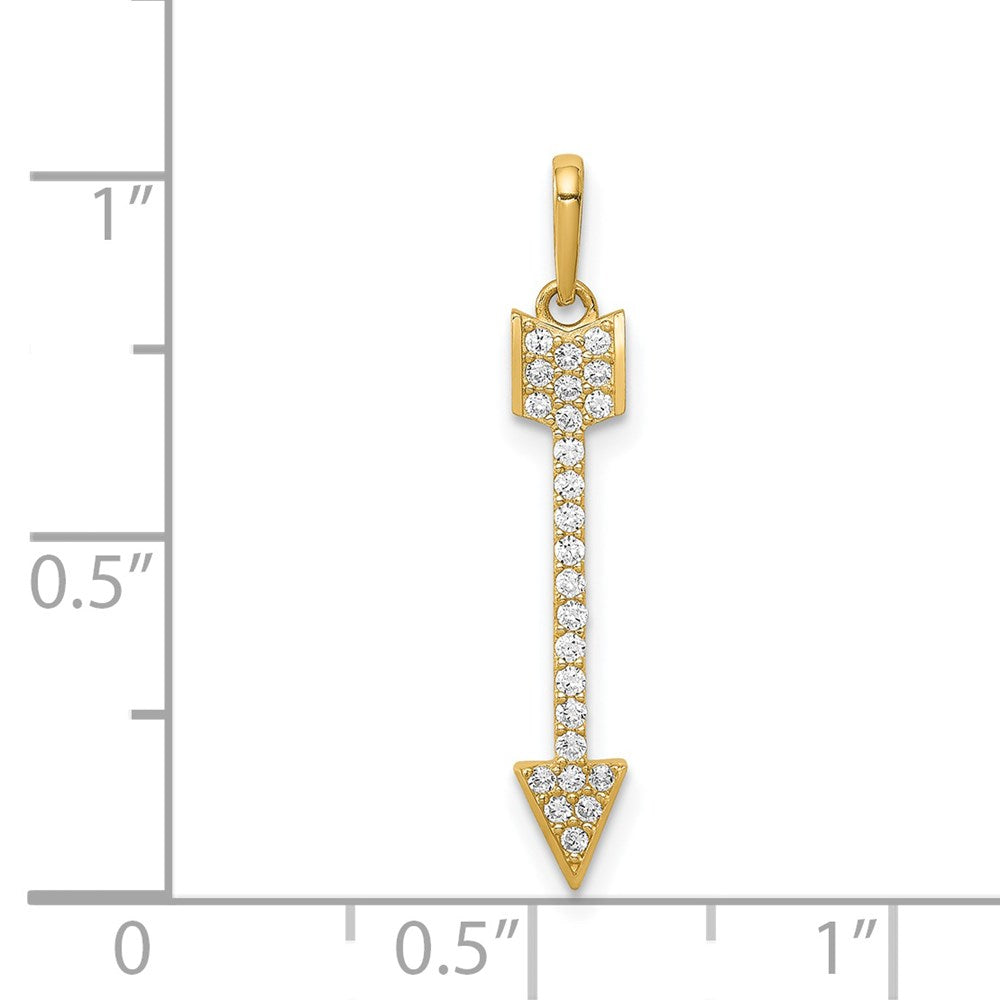 14K Gold Arrow Necklace with Cubic Zirconia Pendant Necklace - Charlie & Co. Jewelry
