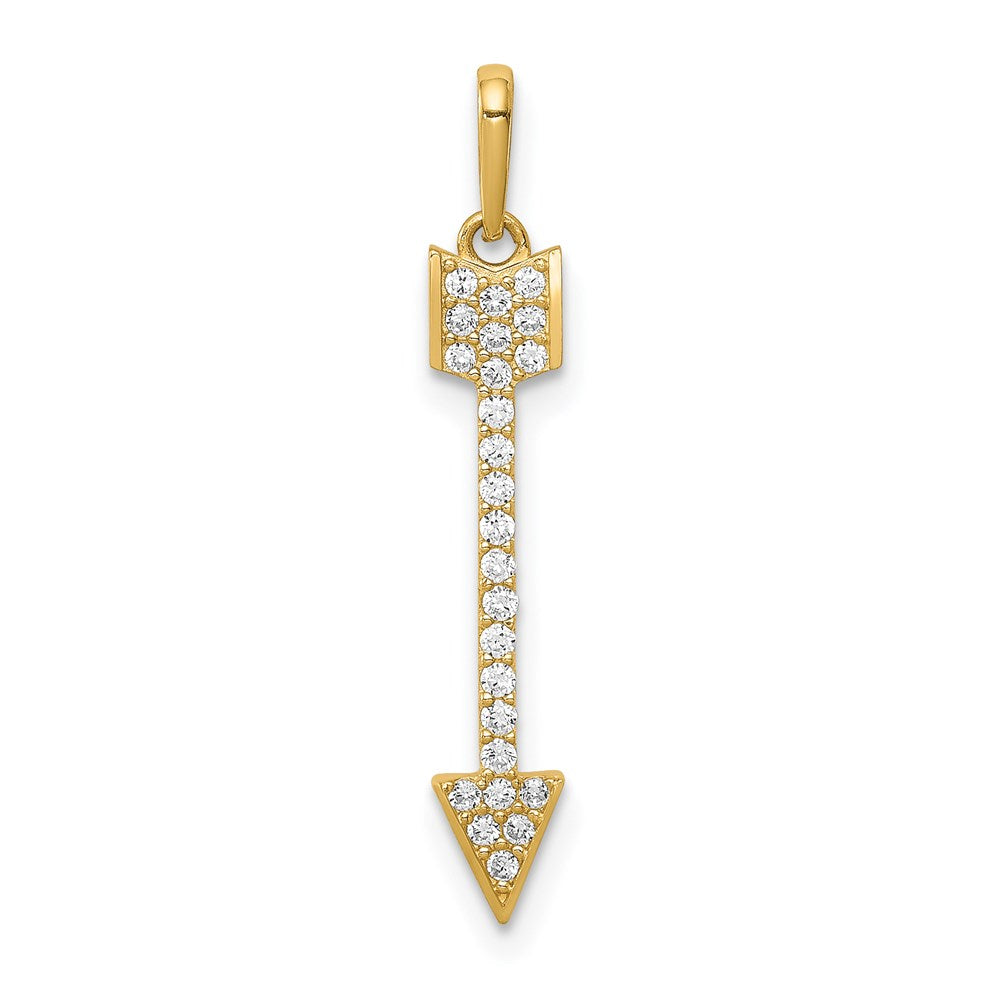 14K Gold Arrow Necklace with Cubic Zirconia Pendant Necklace - Charlie & Co. Jewelry