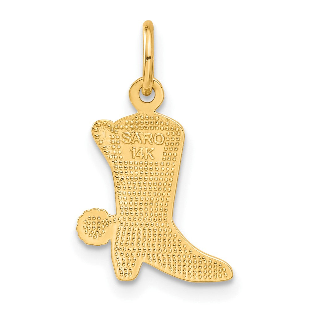 Gold Textured Small Cowboy Boot Charm Necklace Model-C458 - Charlie & Co. Jewelry