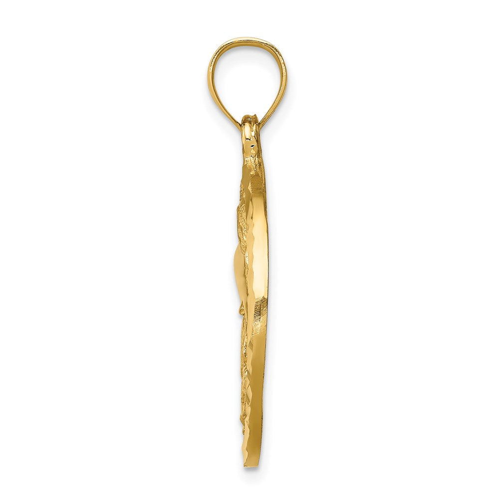Charlie & Co Jewelry | 14k Diamond-cut Dolphin And Shells Circle Pendant - Model C4598