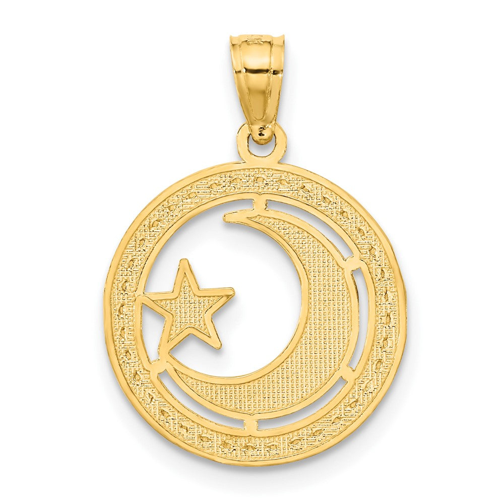 Yellow and White Gold Moon and Star Necklace- Model C4640 - Charlie & Co. Jewelry
