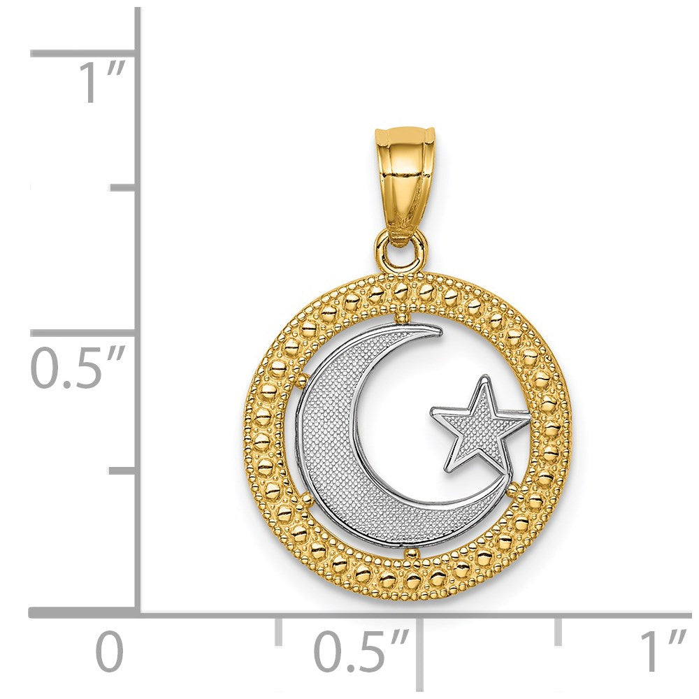 Yellow and White Gold Moon and Star Necklace- Model C4640 - Charlie & Co. Jewelry