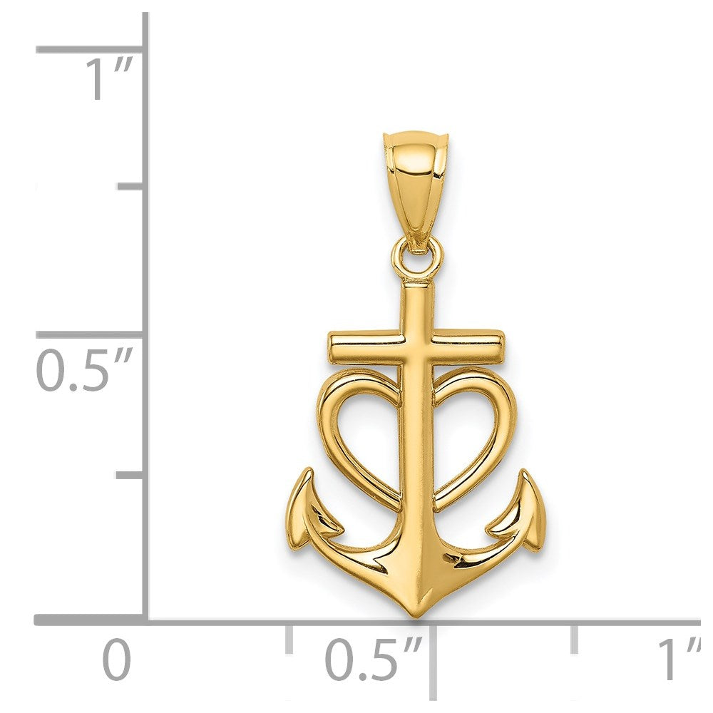 Charlie & Co Jewelry | 14k Anchor With Heart Pendant - Model C4648
