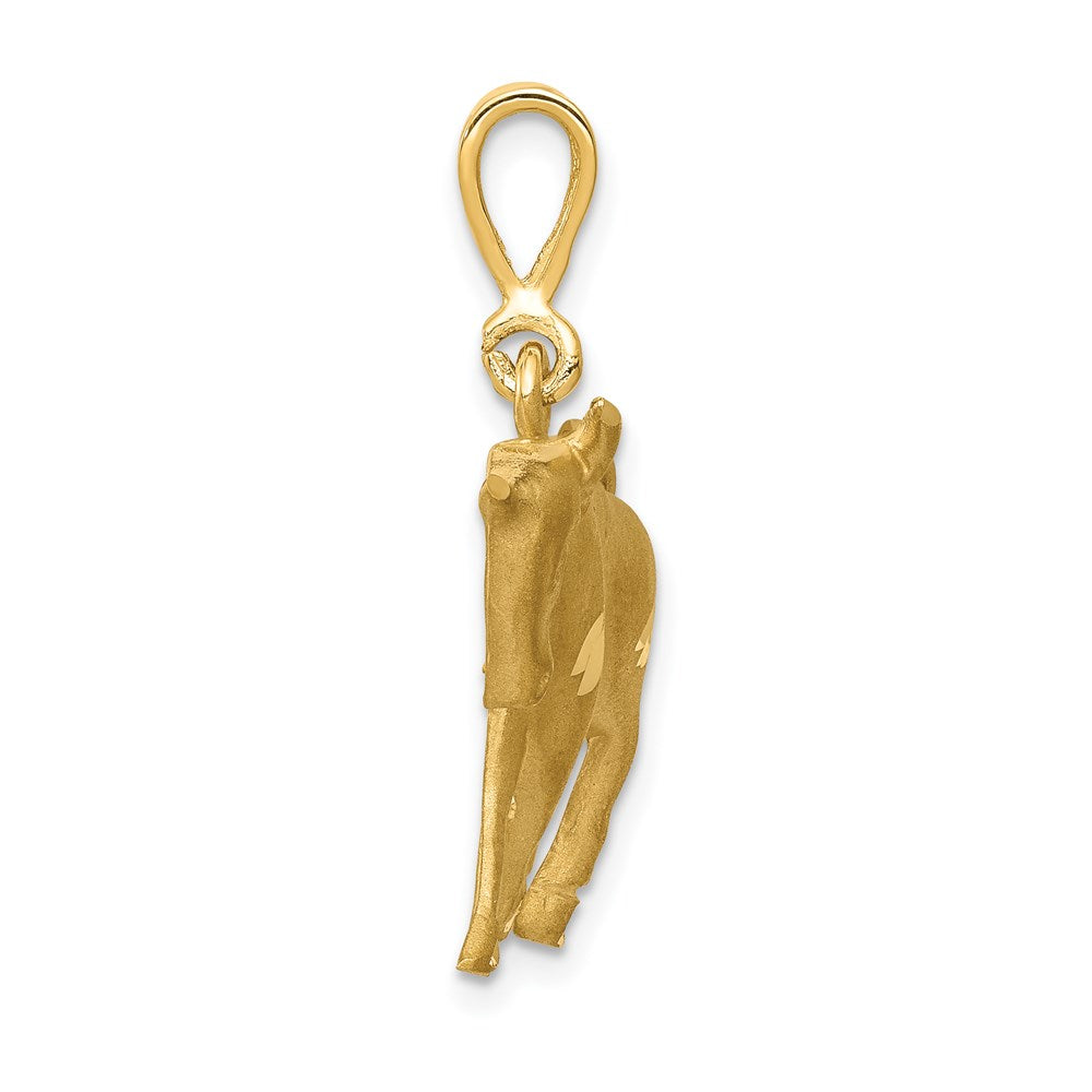 Gold Large Satin Diamond-cut Taurus Zodiac Charm Model-C465 - Charlie & Co. Jewelry